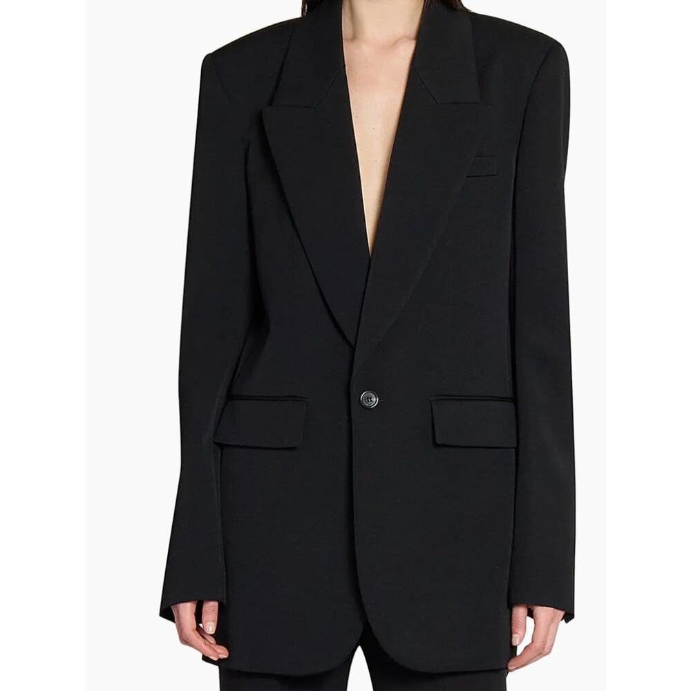 Saint Laurent Classic Single Breasted Blazer FR 36 Jacket Grain De Poudre Noir